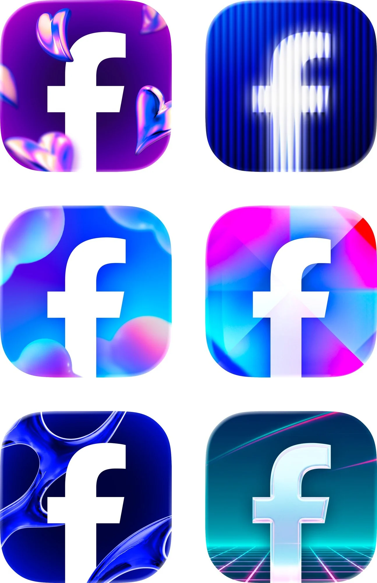 The six final Facebook app icons