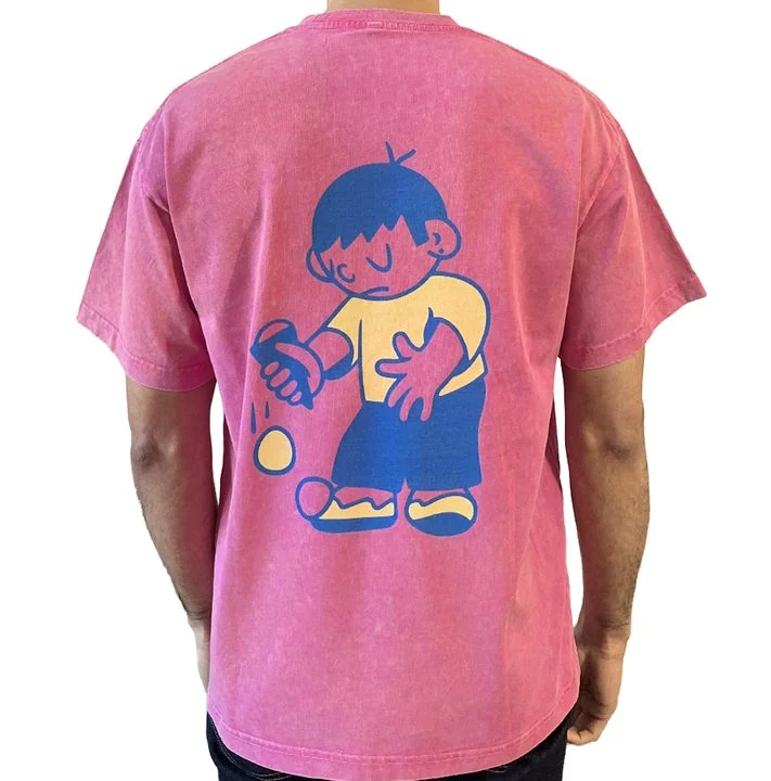 The pink Ice Cream Kid Tee worn, back.